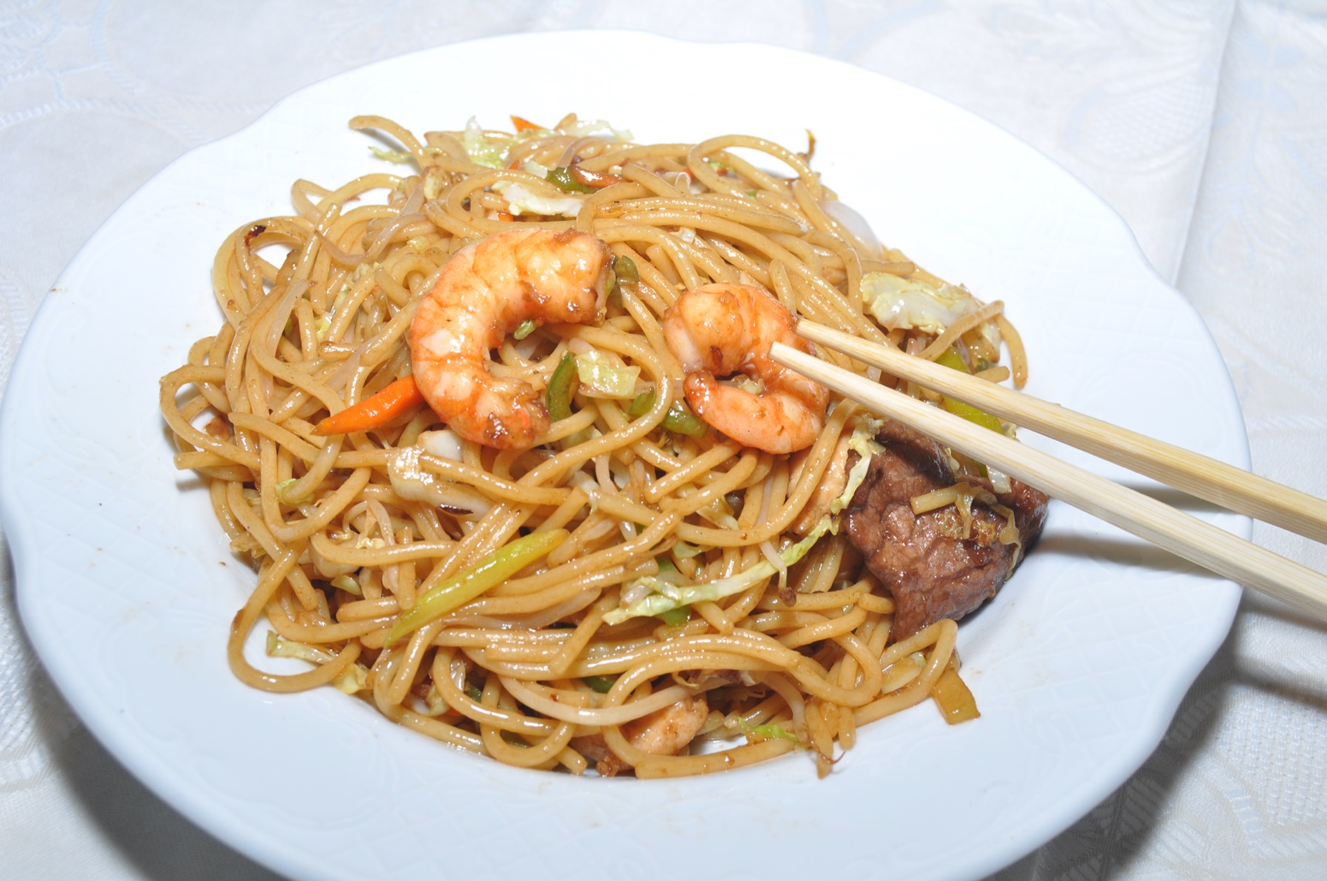 Tallarines con gambas